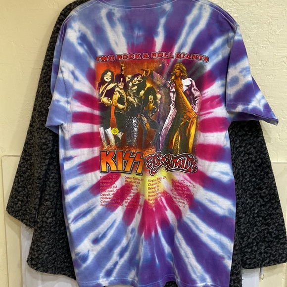 RARE KISS AEROSMITH 2003 TOUR vintage t shirt CLASSIC rock bands Concert Size m - Picture 2 of 3
